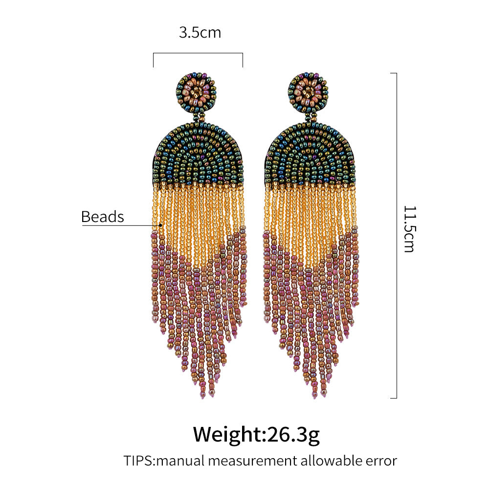 Beaded Tassel Earrings Boho Retro Ethnic handmade earrings