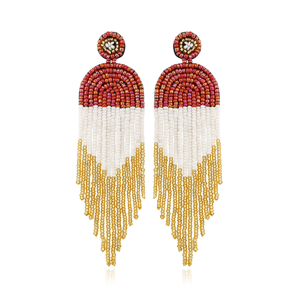 Beaded Tassel Earrings Boho Retro Ethnic handmade earrings