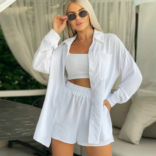 Loose casual women's sleeve shorts two-piece set